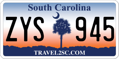 SC license plate ZYS945
