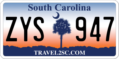 SC license plate ZYS947