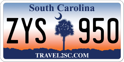 SC license plate ZYS950