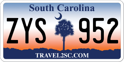 SC license plate ZYS952