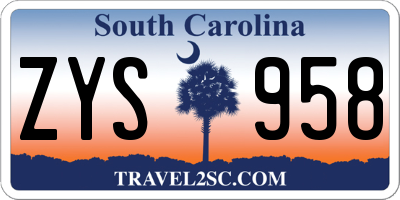 SC license plate ZYS958