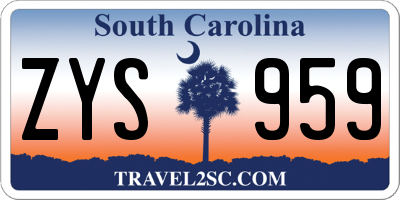 SC license plate ZYS959