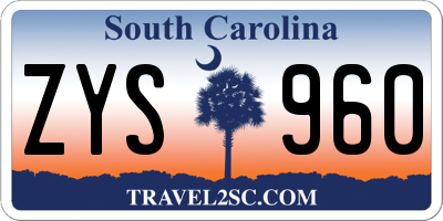 SC license plate ZYS960