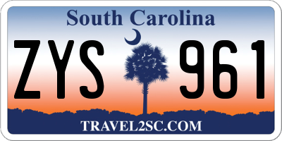 SC license plate ZYS961