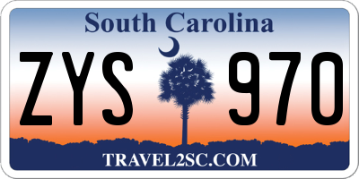 SC license plate ZYS970