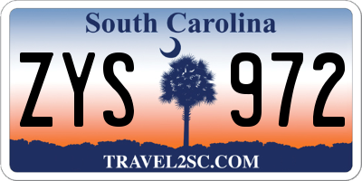 SC license plate ZYS972