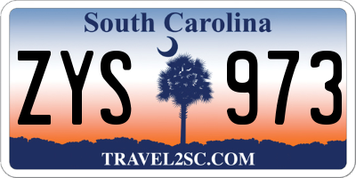 SC license plate ZYS973