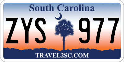 SC license plate ZYS977