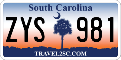 SC license plate ZYS981