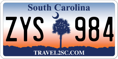 SC license plate ZYS984