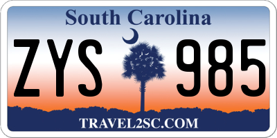 SC license plate ZYS985