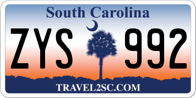 SC license plate ZYS992