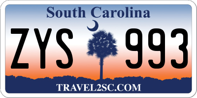 SC license plate ZYS993
