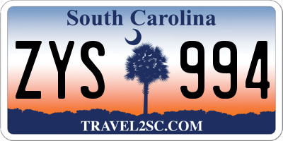 SC license plate ZYS994