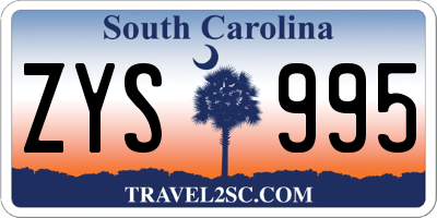 SC license plate ZYS995