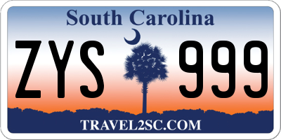 SC license plate ZYS999