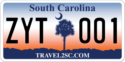 SC license plate ZYT001