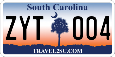 SC license plate ZYT004