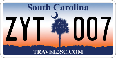 SC license plate ZYT007