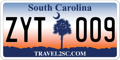 SC license plate ZYT009