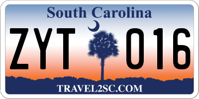 SC license plate ZYT016