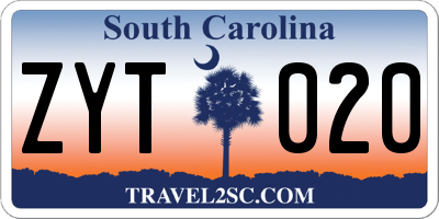 SC license plate ZYT020