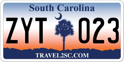 SC license plate ZYT023