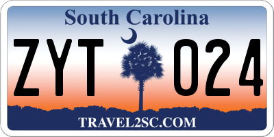 SC license plate ZYT024