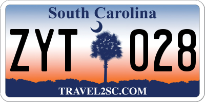 SC license plate ZYT028