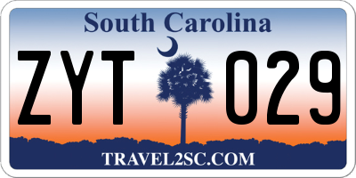 SC license plate ZYT029