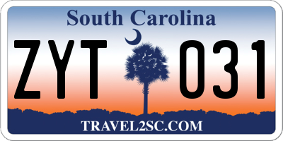 SC license plate ZYT031