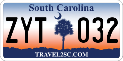 SC license plate ZYT032