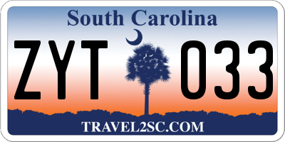 SC license plate ZYT033