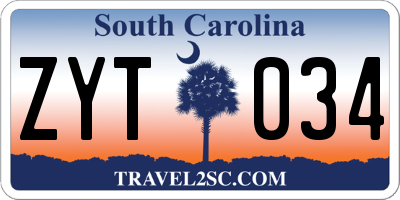 SC license plate ZYT034