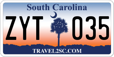 SC license plate ZYT035