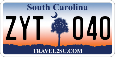 SC license plate ZYT040