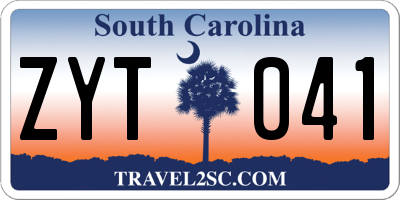 SC license plate ZYT041