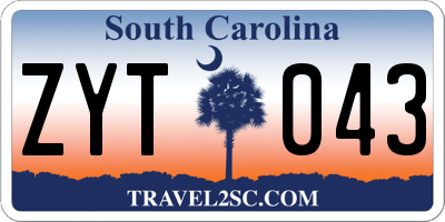 SC license plate ZYT043