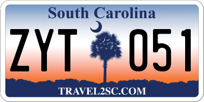 SC license plate ZYT051