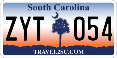 SC license plate ZYT054