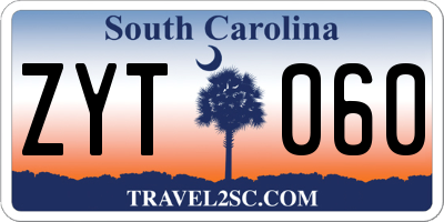 SC license plate ZYT060