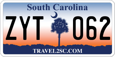SC license plate ZYT062