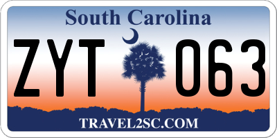 SC license plate ZYT063