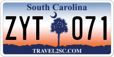 SC license plate ZYT071