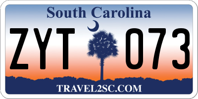 SC license plate ZYT073