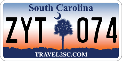 SC license plate ZYT074