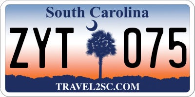 SC license plate ZYT075