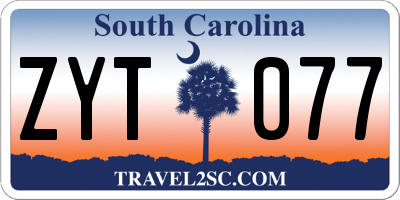 SC license plate ZYT077