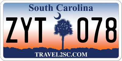 SC license plate ZYT078