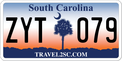 SC license plate ZYT079